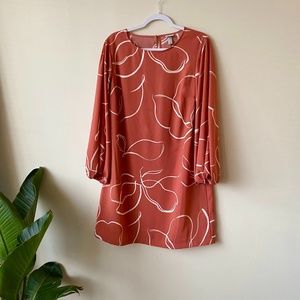 Salmon Colored Print Shift Dress